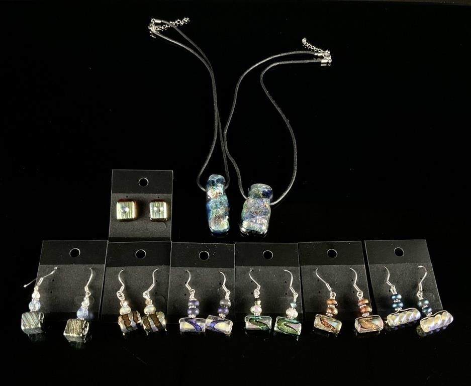 Dichromatic Glass Jewelry Lot Pendants Earrings