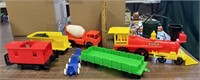 Plastic toy train set, cement truck / LQQK AT PICS