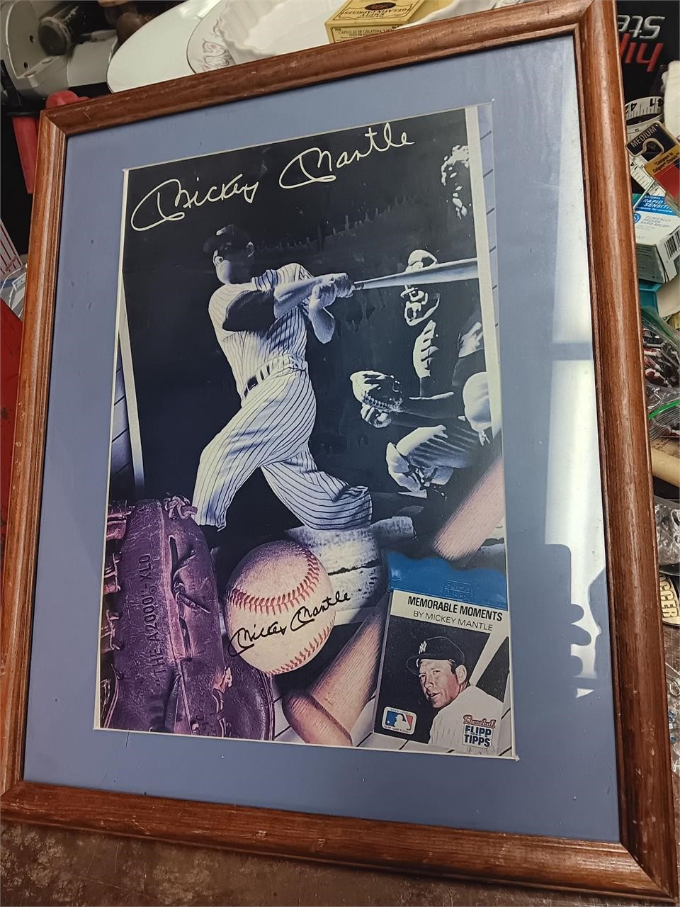 Framed & Matted Mickey Mantle Poster