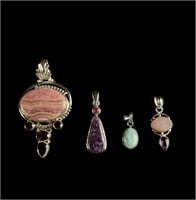 Natural Gemstone and Sterling Pendant Lot