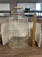 13" tall glass jar with handle