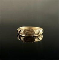 10K Gold Victorian "Hunt" Hair Mourning Ring