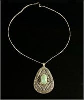 1930's Massive Silver Scarab Egyptian Necklace