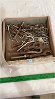 Assorted metal screw hooks.