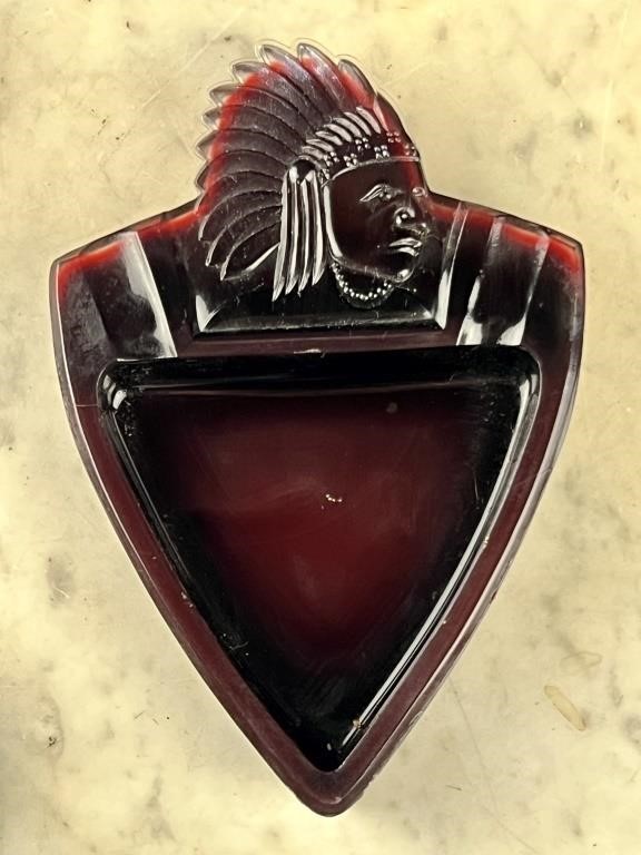 Antique Ruby Red Glass Glass Indian Ash Tray