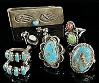 Navajo Sterling Silver Jewelry Lot Turquoise
