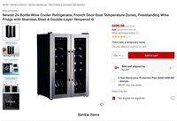 A553  Newair 24-Bottle Wine Cooler, Stainless Stee