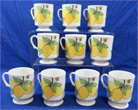 10 PC LORRIE DESIGN LEMON FOOTED TEA CUPS