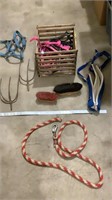 Horse accessories, harness, brushes