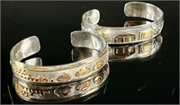 Sterling Silver and GF Engraved Cuff Bracelets