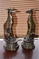 2- VINTAGE BRASS WHIPPET DOGS !