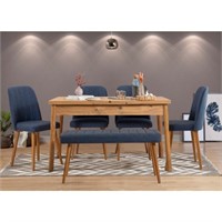 EXTENDABLE DINING TABLE AND CHAIRS SET (6 PIECES)