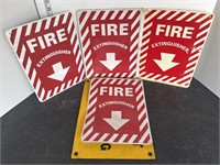 4 plastic & metal fire extinguisher signs