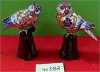 N - PAIR OF CLOISONNE BIRDS (W182)