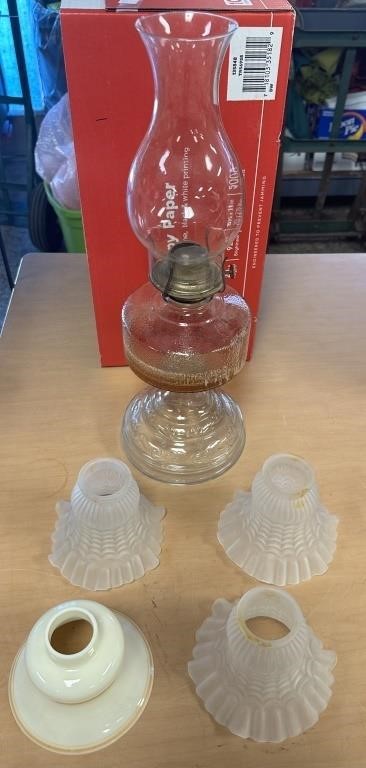 VINTAGE OIL LAMP AND GLASS GLOBES