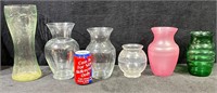 Clear & Colorful Glass Flower Vase-Lot
