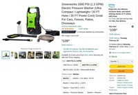 FM7672  Greenworks 1600 PSI Electric Pressure Wash