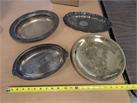 LOT OF SILVER & GOLD PLATED TRAYS