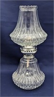 VINTAGE DIAMOND CUT GLASS OIL LAMP