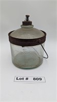ANTIQUE 1919 GLASS KEROSENE STOVE BOTTLE - RESERVE