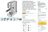 C7604  CASABREWS Espresso Machine, 20 Bar, 34oz Ta