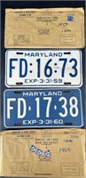 2 Antique MD License Plates 1959 & 1960 In