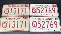 2 Vintage Sets Of Md Fire Dept License Plates