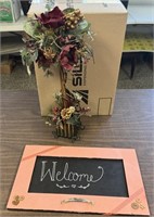 ASSORTED DECOR LOT / PLANT / WELCOME SIGN /NO SHIP