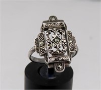 Art Deco Ring Size 5.75, 1930's Sterling,