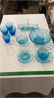 Vintage blue glass bowls, vintage blue glass