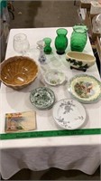 Covina pottery bowl, decorative collector plates,