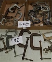 2 Flats of misc Clamps-various sizes