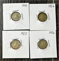 1940'S 50'S CANADIAN SILVER DIMES