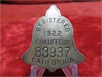 1922 Registered California Chauffer badge.