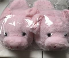 Plush Pink Pig Slippers Winter Warm