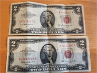 Two Two-Dollar Bills, Red seal