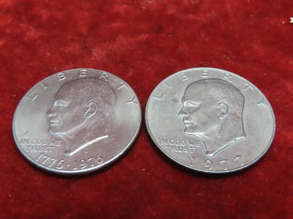 (2)Eisenhower $1 dollar US coins.