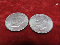 (2)Eisenhower $1 dollar US coins.