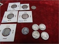 (11)Assorted Buffalo, V, War nickels. US coins.