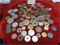 Lot of Foreign coins & tokens.