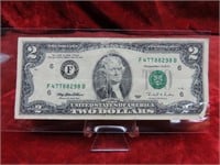 1995 Atlanta $2 banknote US currency.