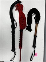 3 Genuine Leather Whips- Floggers/ Adult Toy/ New