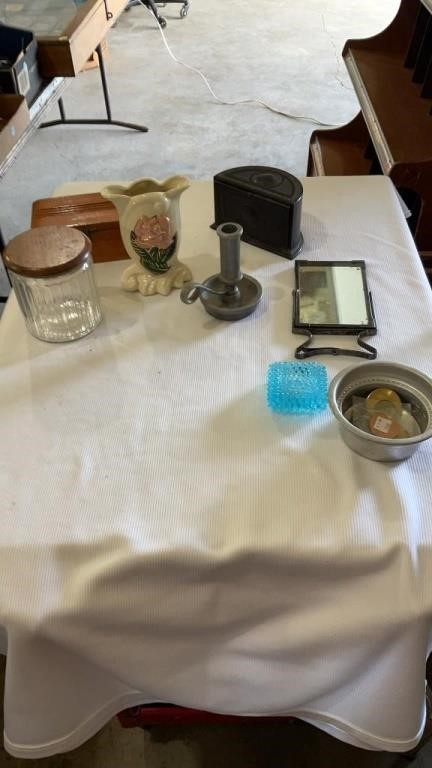 Mirror, vase, candle holder