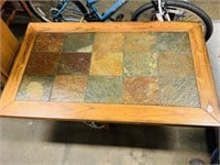 Wood and stone coffee table