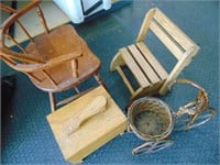 Kids Stool, Chair, Shoe Shine Box and Basket