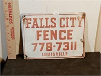 tin Falls City fence sign