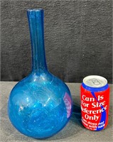 Vintage Blue Glass Elongated Vase