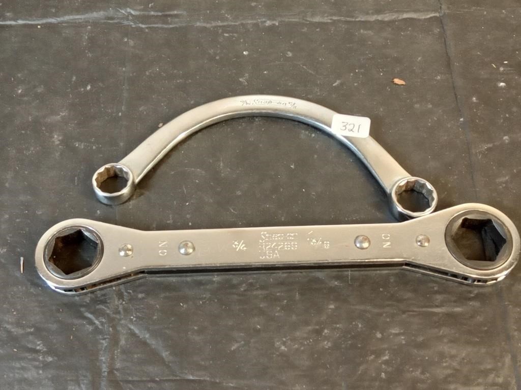 Snap-On ratcheting wrench + curved wrench