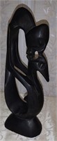 1970s Handcarved African Couple Embracing in Kiss