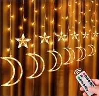 138 LED Star Moon Curtain Fairy Lights
